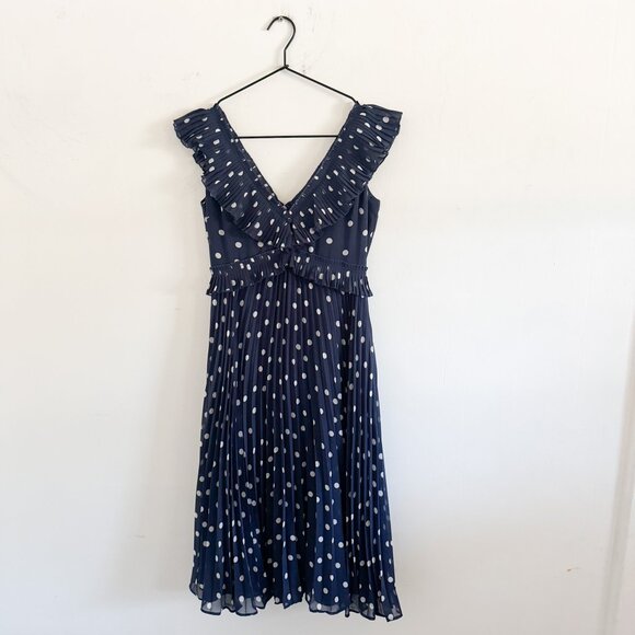 Sezane Rachelle Navy Ecru Dots Dress EU 34 / US 4 - Picture 2 of 7